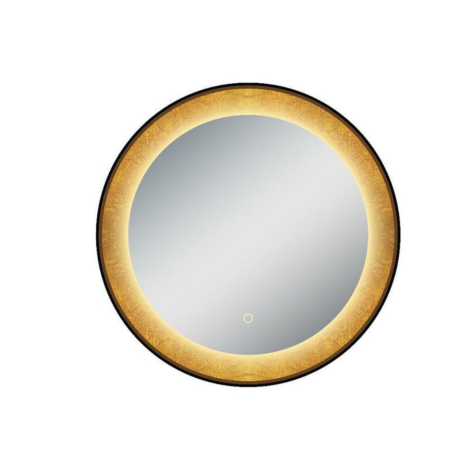 DreamWerks Kenyatta 30" Round LED Mirror with Gold Rimming