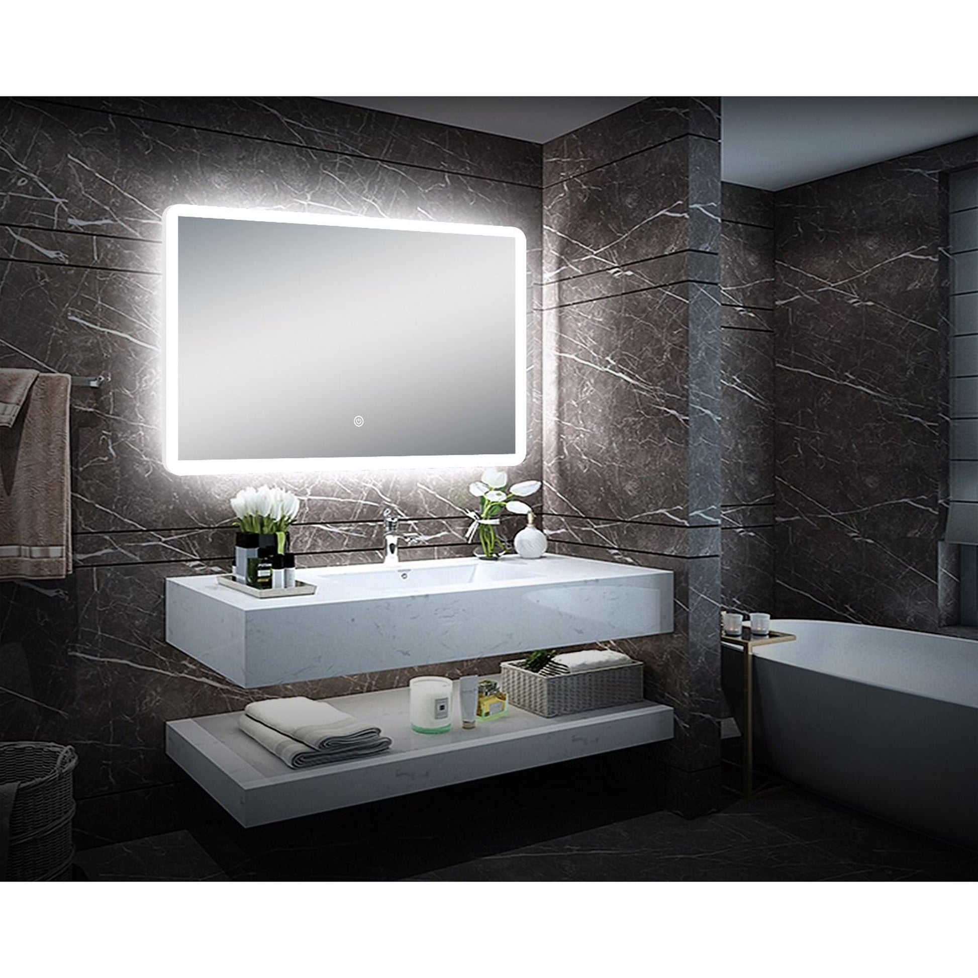 DreamWerks Pilsen 32" W x 24" H LED Mirror with Dimmer and Defogger