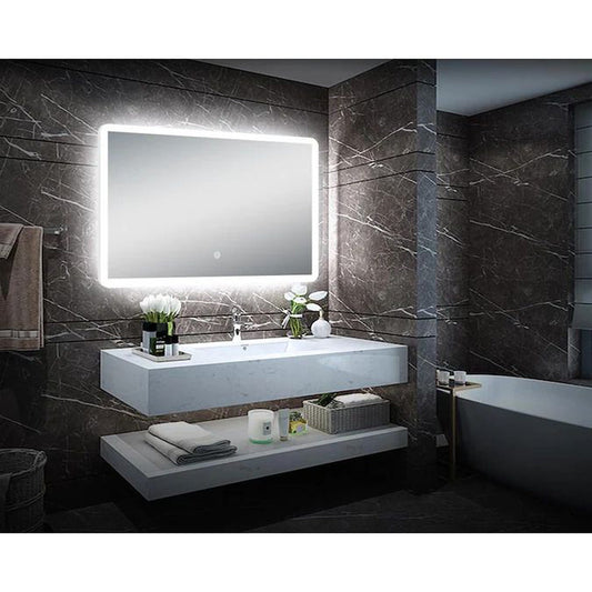 DreamWerks Pilson 48" W x 32" H Lighted LED Rectangular Frameless Bathroom Mirror