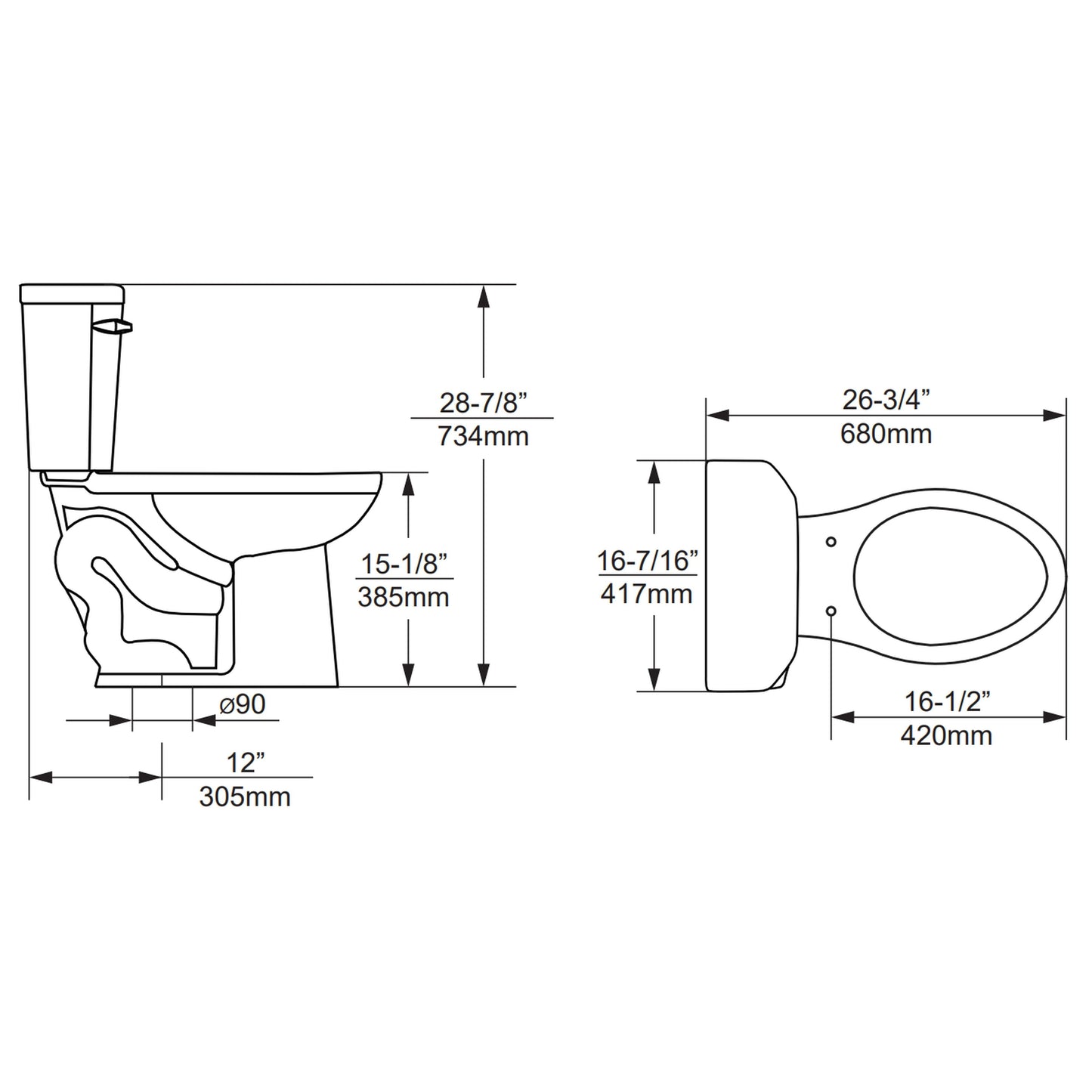 Duko FlushCore Series Atlas 1.0 Two Piece Single Flush Round Front Toilet