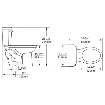 Duko FlushCore Series Atlas 1.0 Two Piece Single Flush Round Front Toilet