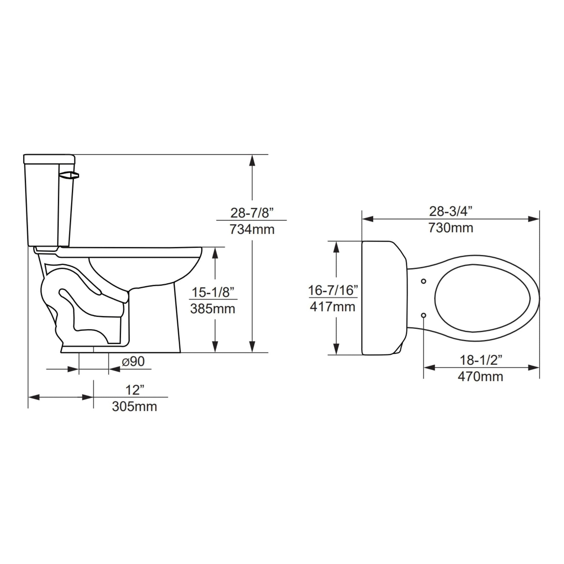 Duko FlushCore Series Laguna 1.0 Two Piece Single Flush Elongated Toilet