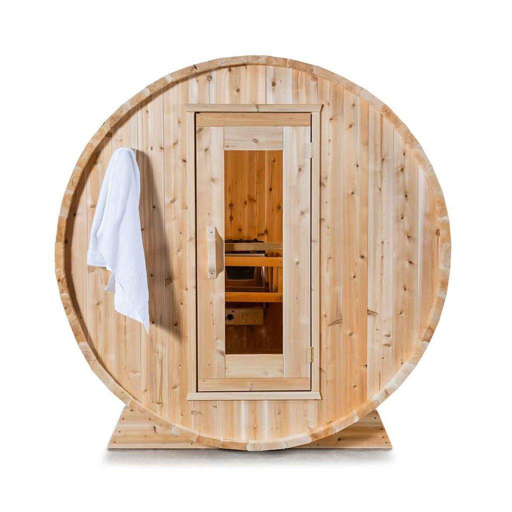 Dundalk LeisureCraft Canadian Timber Harmony 2-4 Person White Cedar Outdoor Barrel Sauna