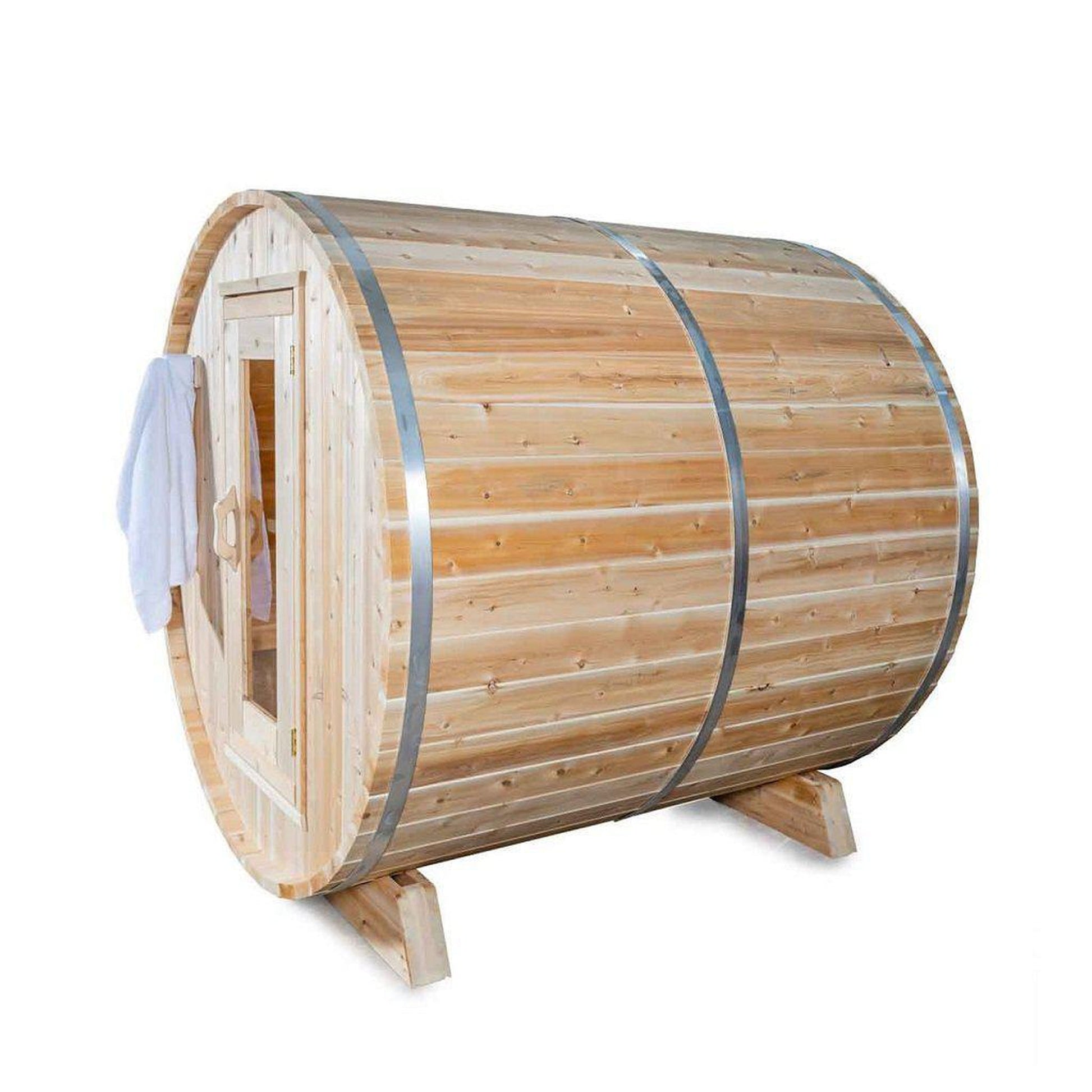 Dundalk LeisureCraft Canadian Timber Harmony 2-4 Person White Cedar Outdoor Barrel Sauna