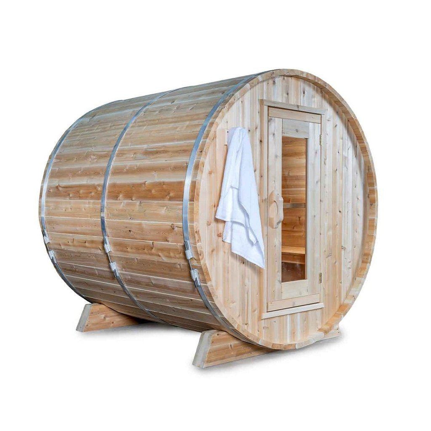 Dundalk LeisureCraft Canadian Timber Harmony 2-4 Person White Cedar Outdoor Barrel Sauna