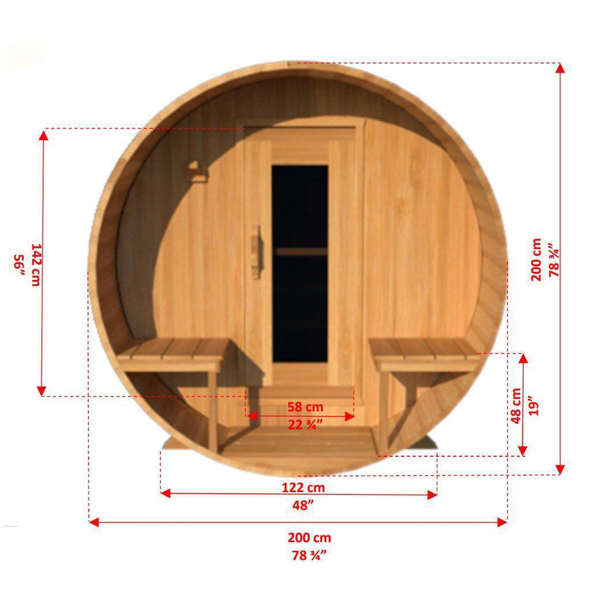Dundalk LeisureCraft Canadian Timber Serenity 2-4 Person White Cedar Outdoor Barrel Sauna