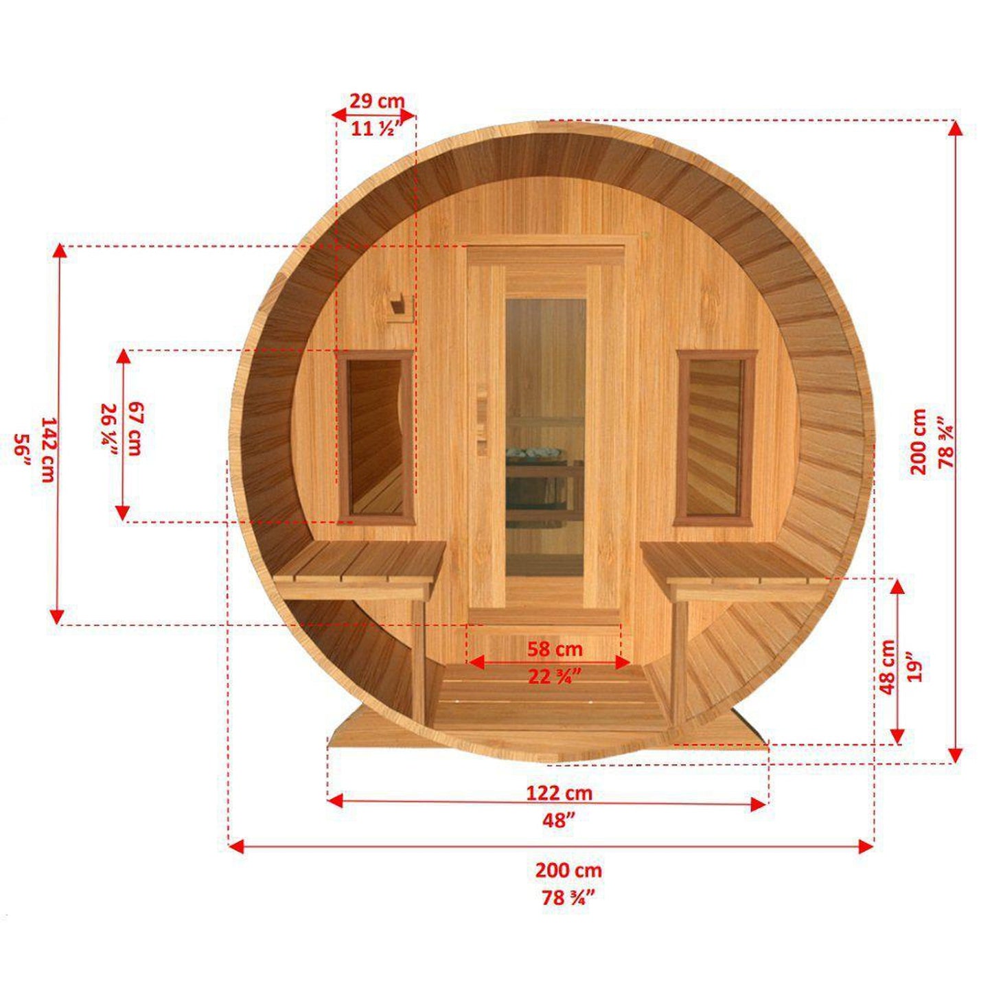 Dundalk LeisureCraft Canadian Timber Tranquility 2-6 Person Hybrid Cedar Outdoor Barrel Sauna