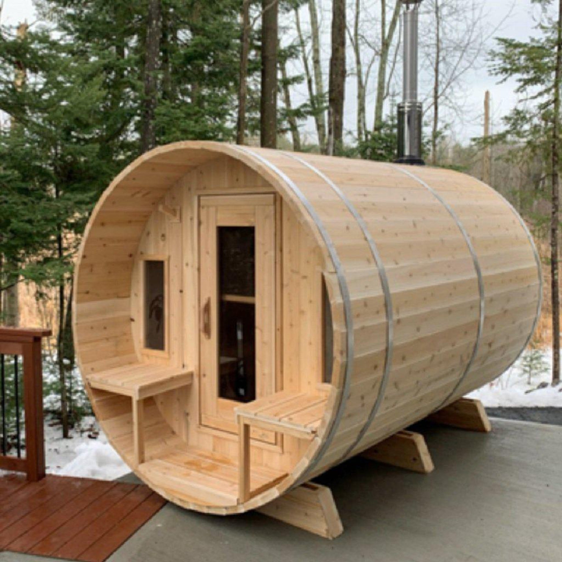 Dundalk LeisureCraft Canadian Timber Tranquility 2-6 Person White Cedar Outdoor Barrel Sauna