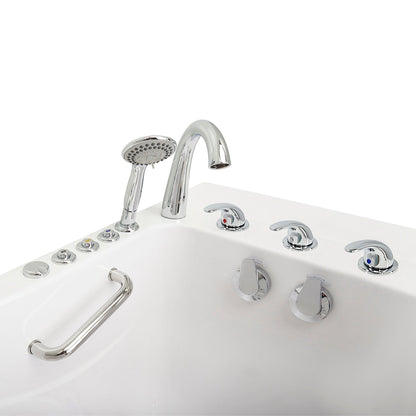 Ella's Bubbles Capri 30" x 52" White Acrylic Air and Hydro Massage Walk-In Bathtub With 5-Piece Fast Fill Faucet, 2" Dual Drain and Left Outward Swing Door