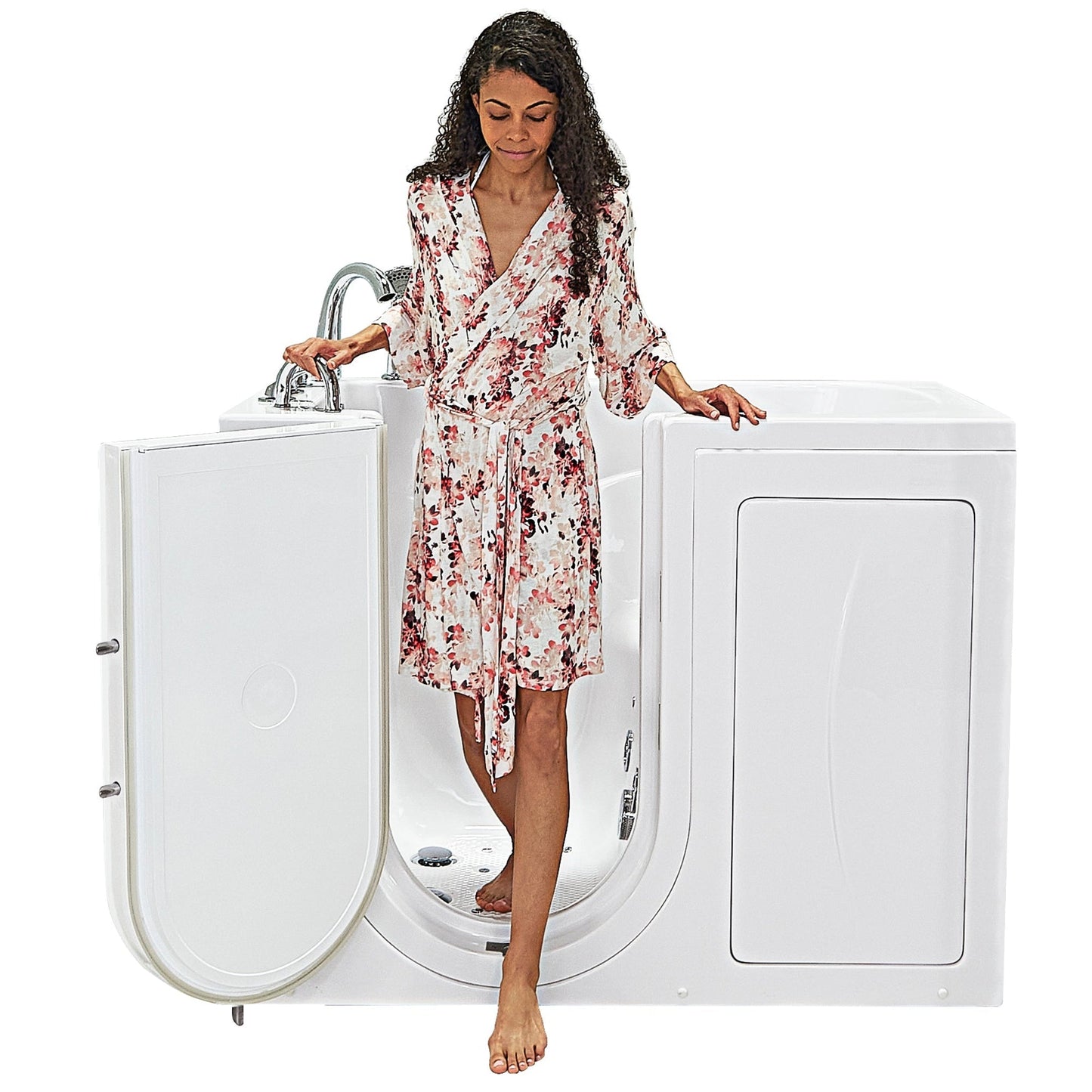 Ella's Bubbles Capri 30" x 52" White Acrylic Air and Hydro Massage Walk-In Bathtub With 5-Piece Fast Fill Faucet, 2" Dual Drain and Right Outward Swing Door