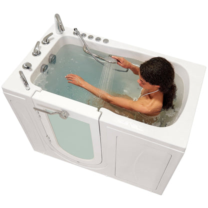 Ella's Bubbles Capri 30" x 52" White Acrylic Air and Hydro Massage Walk-In Bathtub With 5-Piece Fast Fill Faucet, 2" Dual Drain and Right Outward Swing Door