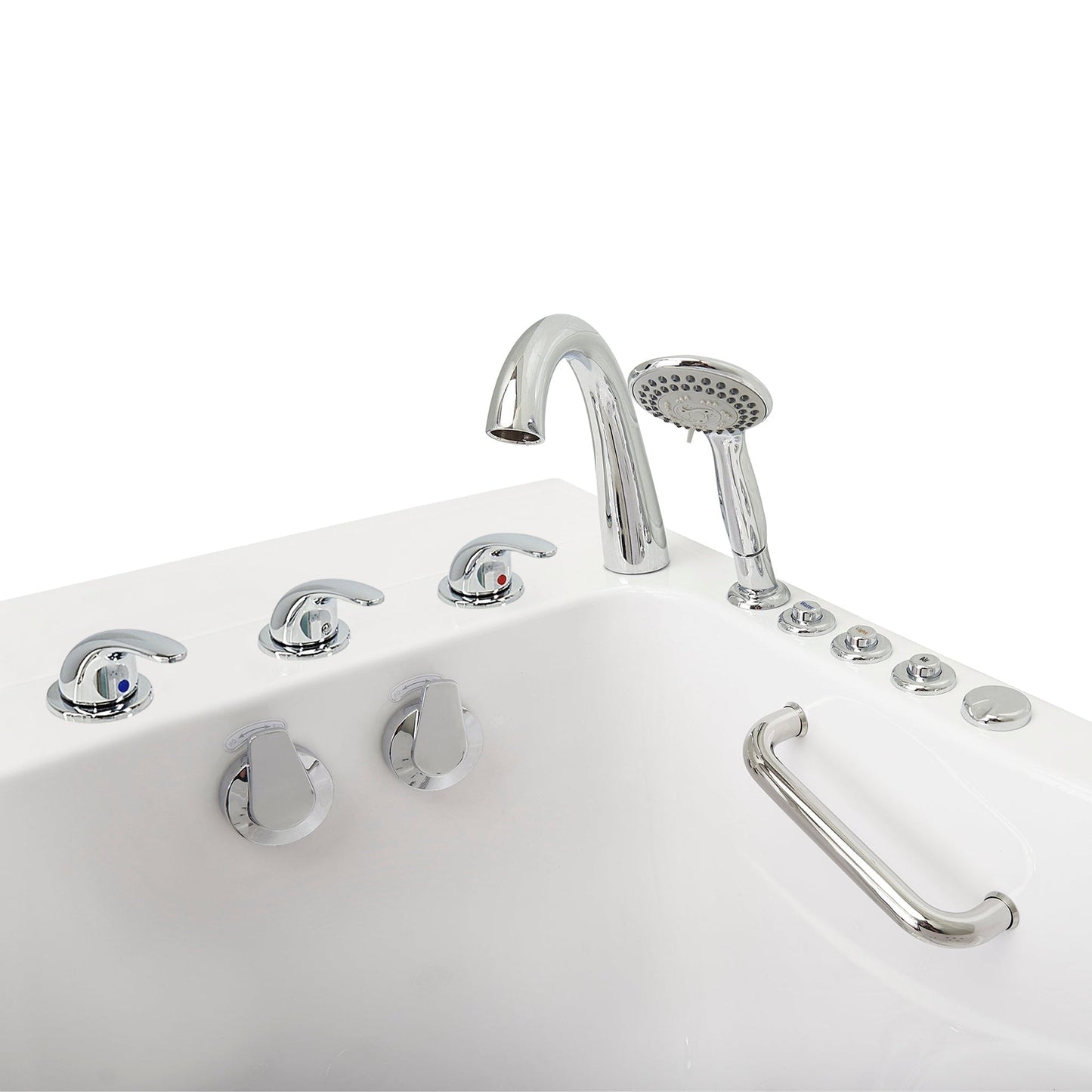 Ella's Bubbles Capri 30" x 52" White Acrylic Air and Hydro Massage Walk-In Bathtub With 5-Piece Fast Fill Faucet, 2" Dual Drain and Right Outward Swing Door