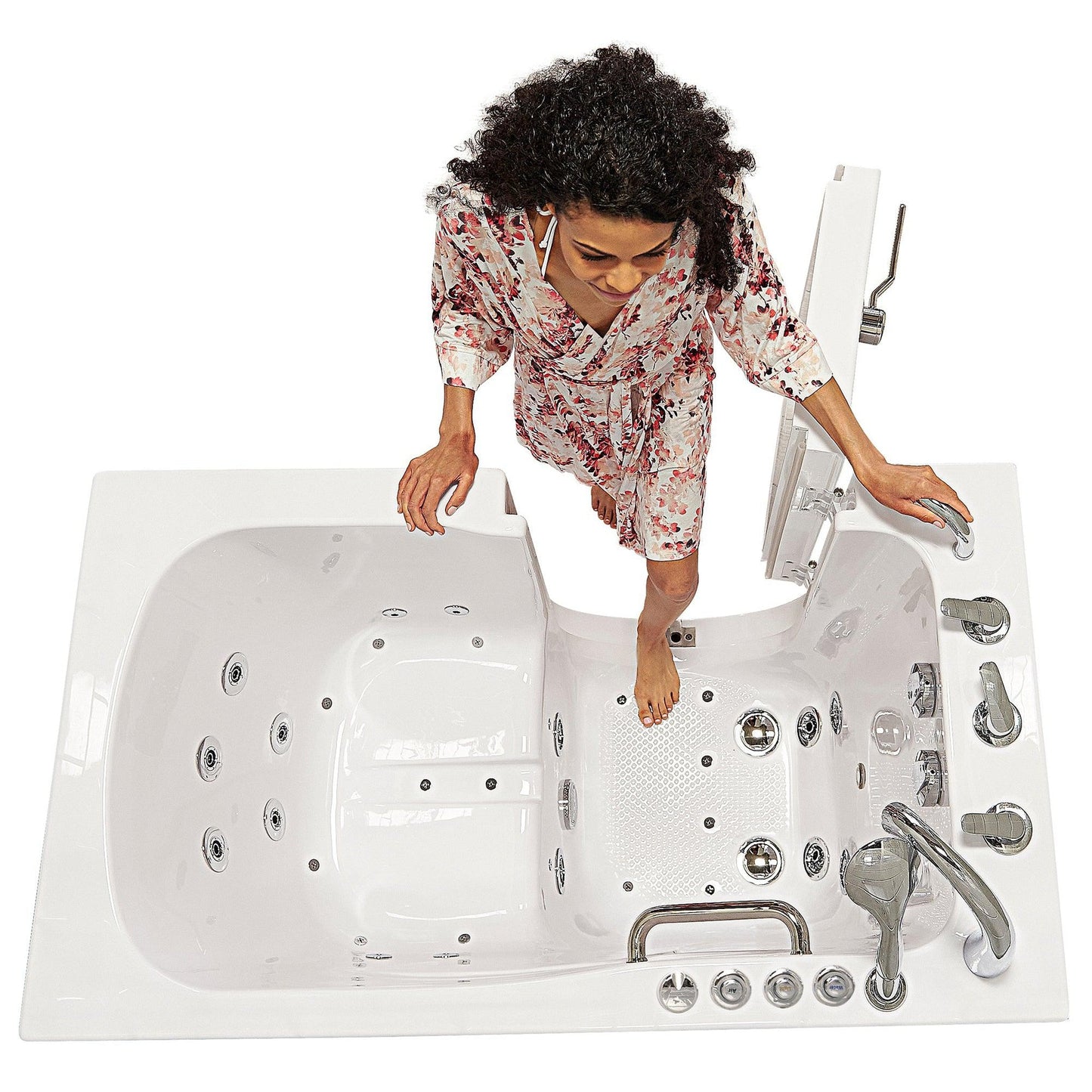 Ella's Bubbles Capri 30" x 52" White Acrylic Air and Hydro Massage Walk-In Bathtub With 5-Piece Fast Fill Faucet, 2" Dual Drain and Right Outward Swing Door