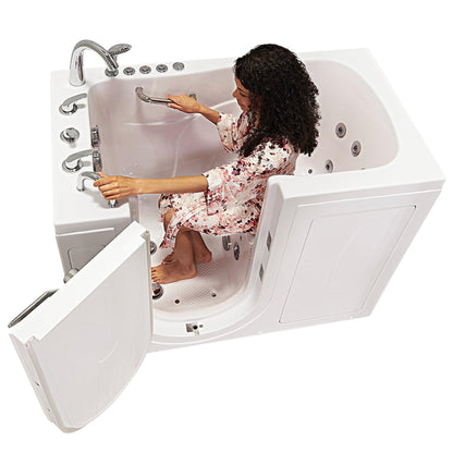 Ella's Bubbles Capri 30" x 52" White Acrylic Air and Hydro Massage Walk-In Bathtub With 5-Piece Fast Fill Faucet, 2" Dual Drain and Right Outward Swing Door