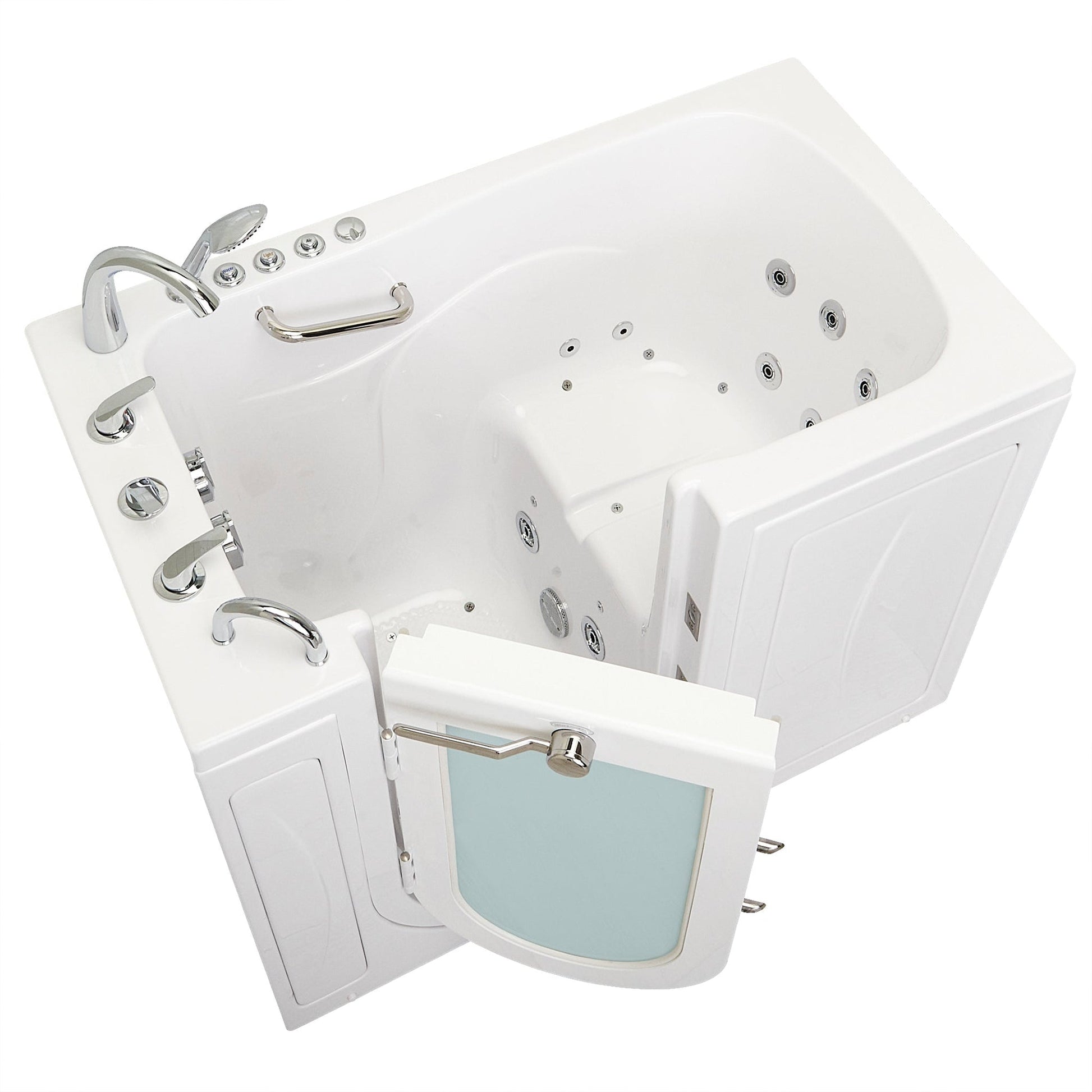 Ella's Bubbles Capri 30" x 52" White Acrylic Air and Hydro Massage Walk-In Bathtub With 5-Piece Fast Fill Faucet, 2" Dual Drain and Right Outward Swing Door