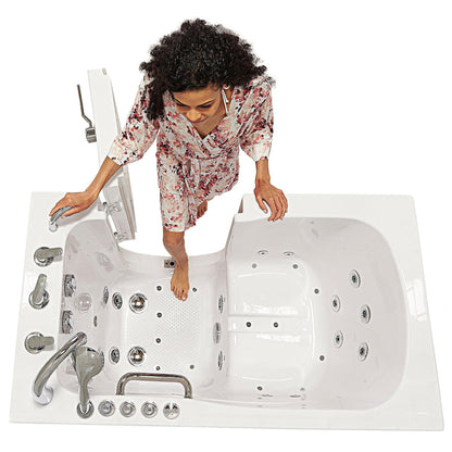 Ella's Bubbles Monaco 32" x 52" White Acrylic Air and Hydro Massage Walk-In Bathtub With 5-Piece Fast Fill Faucet, 2" Dual Drain and Left Outward Swing Door