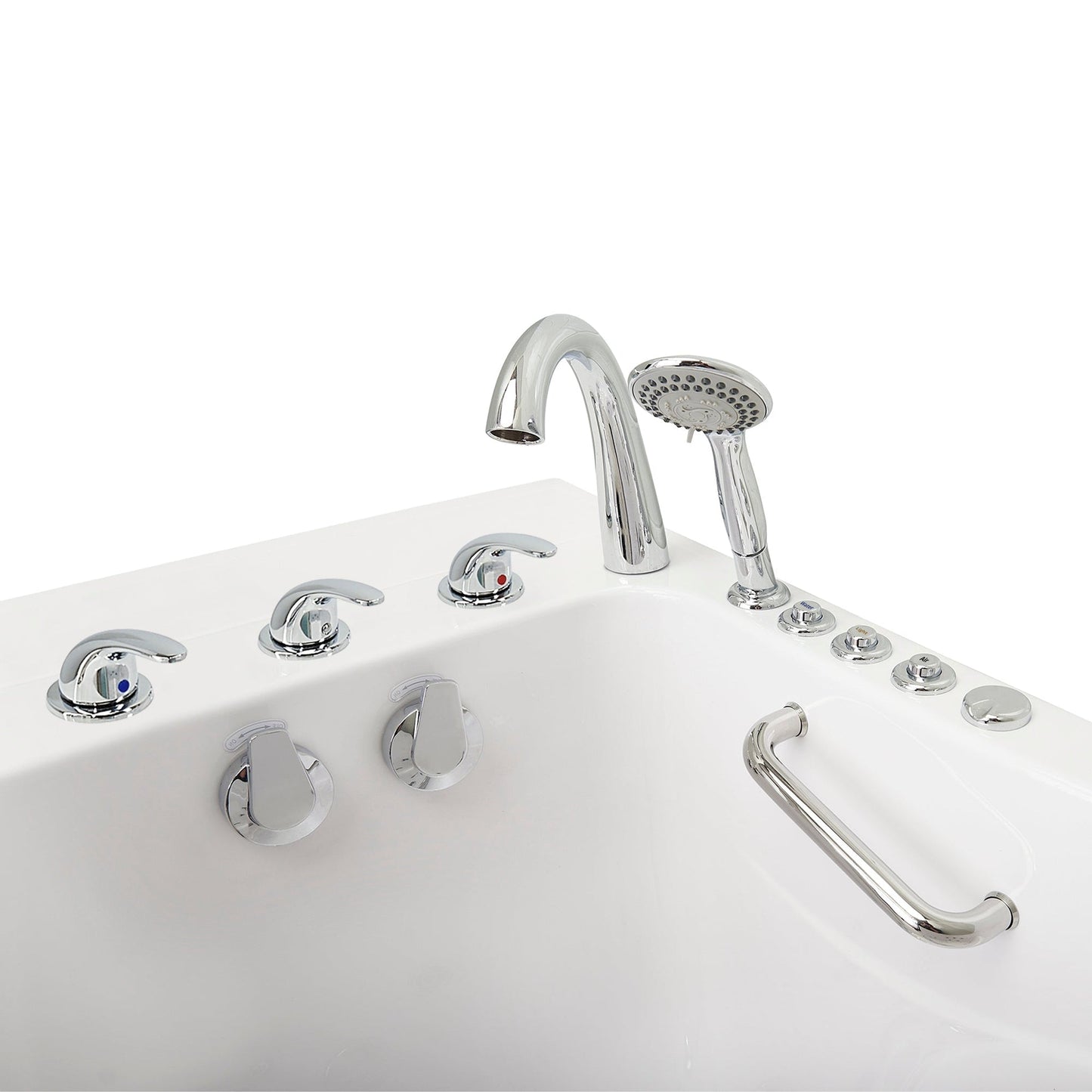 Ella's Bubbles Monaco 32" x 52" White Acrylic Air and Hydro Massage Walk-In Bathtub With 5-Piece Fast Fill Faucet, 2" Dual Drain and Right Outward Swing Door
