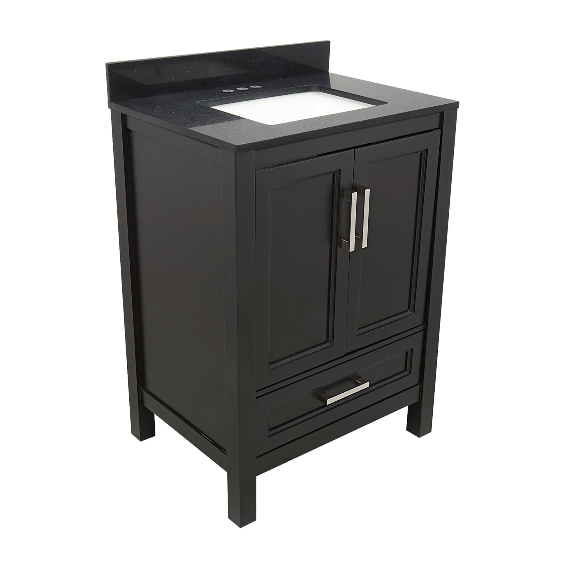 Ella’s Bubbles Nevado 25" Espresso Bathroom Vanity With Galaxy Black Quartz Stone Top With Backsplash and Sink