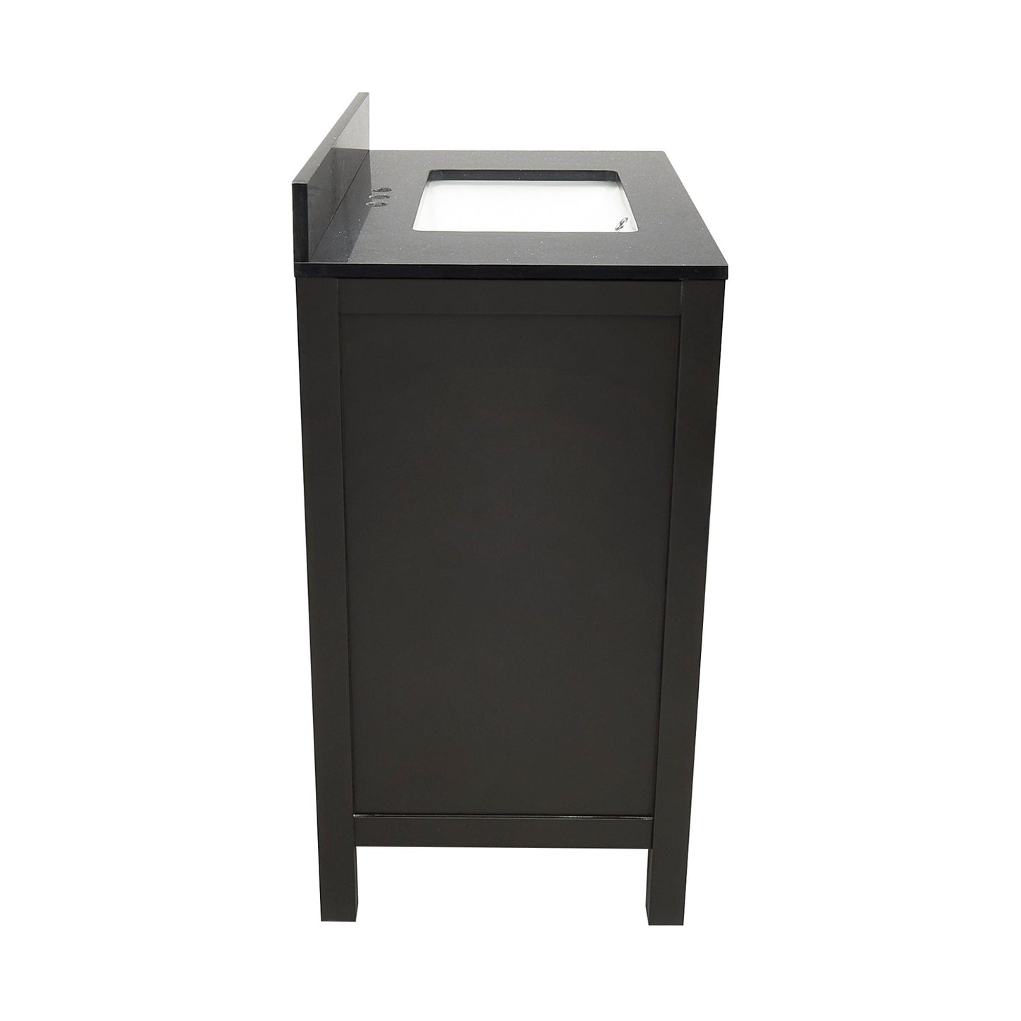 Ella’s Bubbles Nevado 25" Espresso Bathroom Vanity With Galaxy Black Quartz Stone Top With Backsplash and Sink