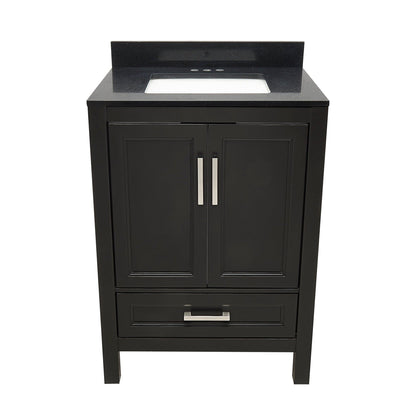 Ella’s Bubbles Nevado 25" Espresso Bathroom Vanity With Galaxy Black Quartz Stone Top With Backsplash and Sink