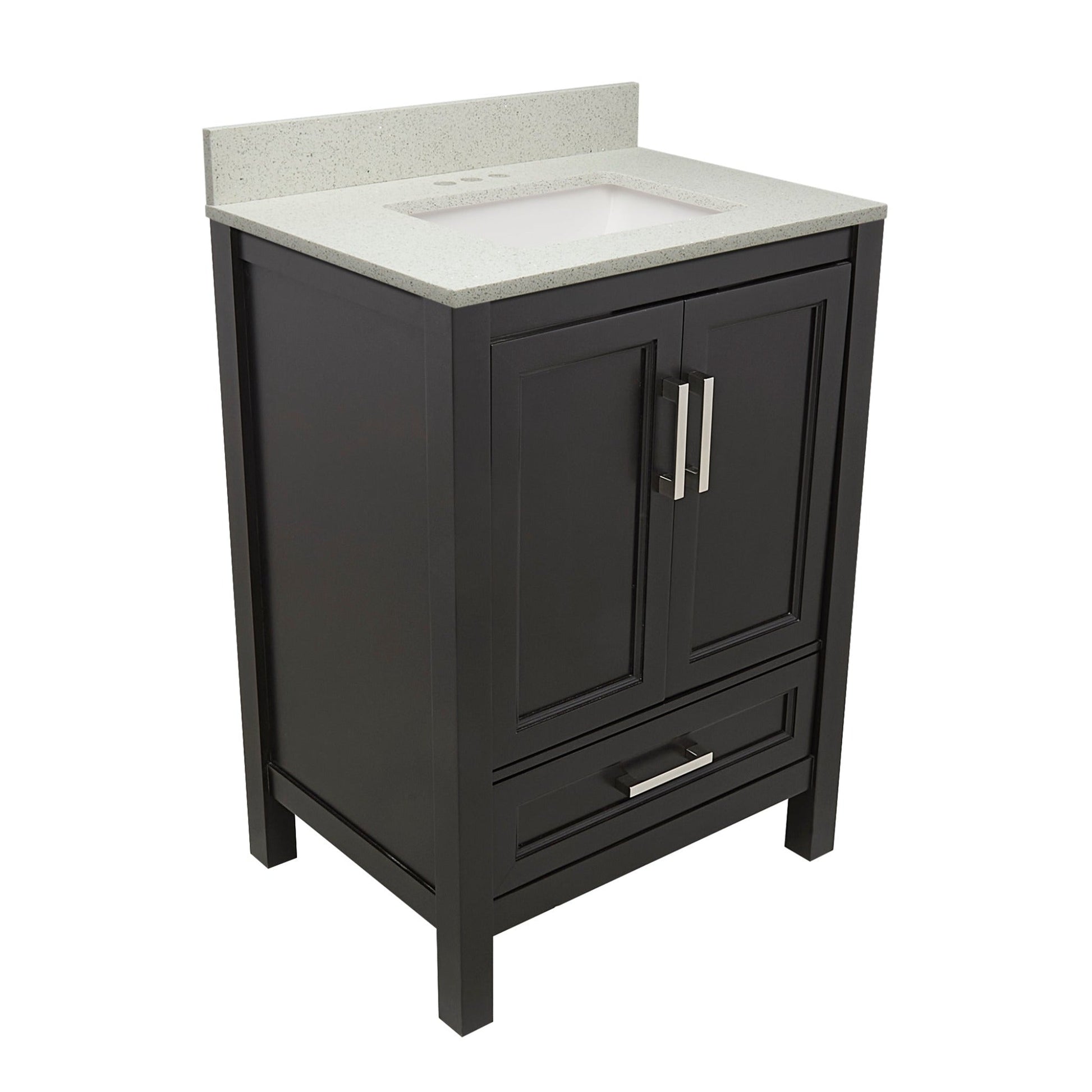 Ella’s Bubbles Nevado 25" Espresso Bathroom Vanity With Galaxy White Quartz Stone Top With Backsplash and Sink