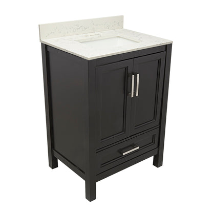 Ella’s Bubbles Nevado 25" Espresso Bathroom Vanity With Lyra White Quartz Stone Top With Backsplash and Sink