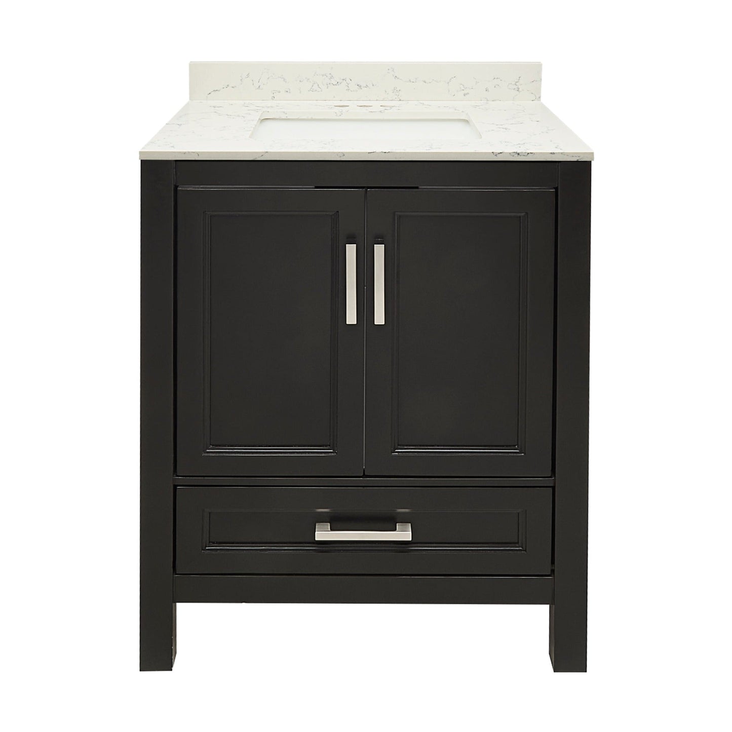 Ella’s Bubbles Nevado 25" Espresso Bathroom Vanity With Lyra White Quartz Stone Top With Backsplash and Sink