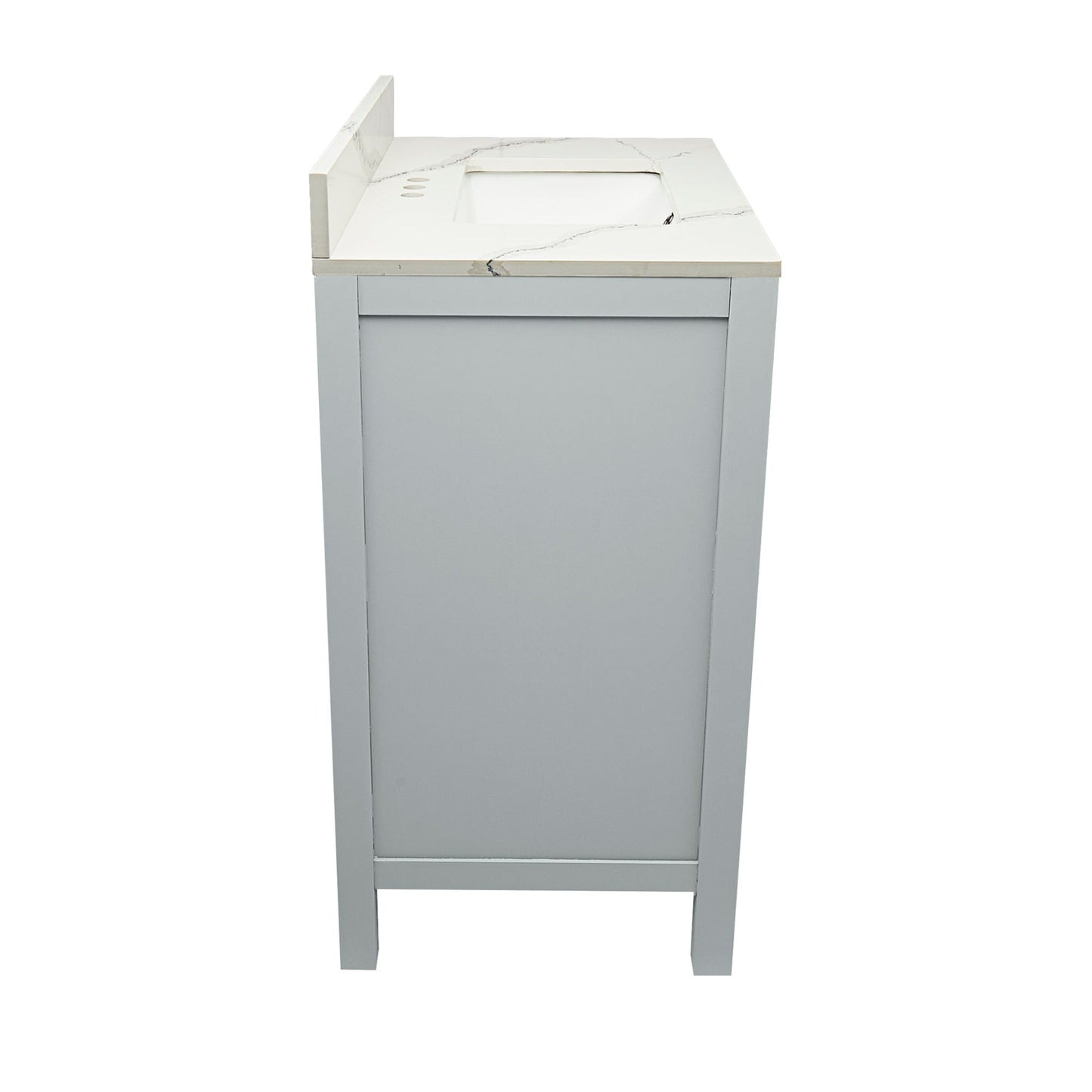 Ella’s Bubbles Nevado 25" Gray Bathroom Vanity With Calacatta White Quartz Stone Top With Backsplash and Sink