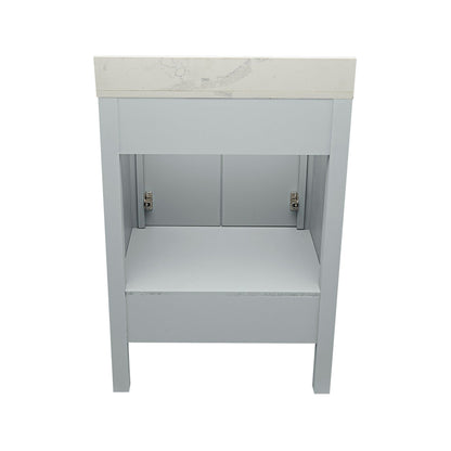 Ella’s Bubbles Nevado 25" Gray Bathroom Vanity With Calacatta White Quartz Stone Top With Backsplash and Sink