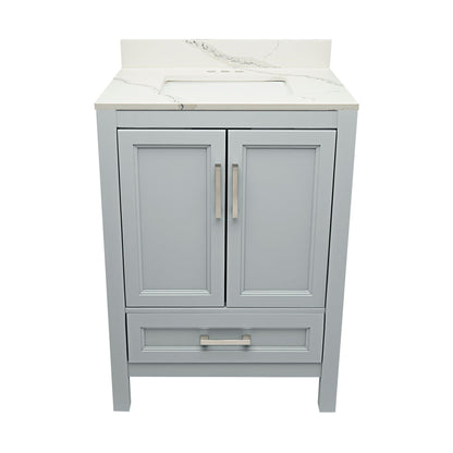 Ella’s Bubbles Nevado 25" Gray Bathroom Vanity With Calacatta White Quartz Stone Top With Backsplash and Sink