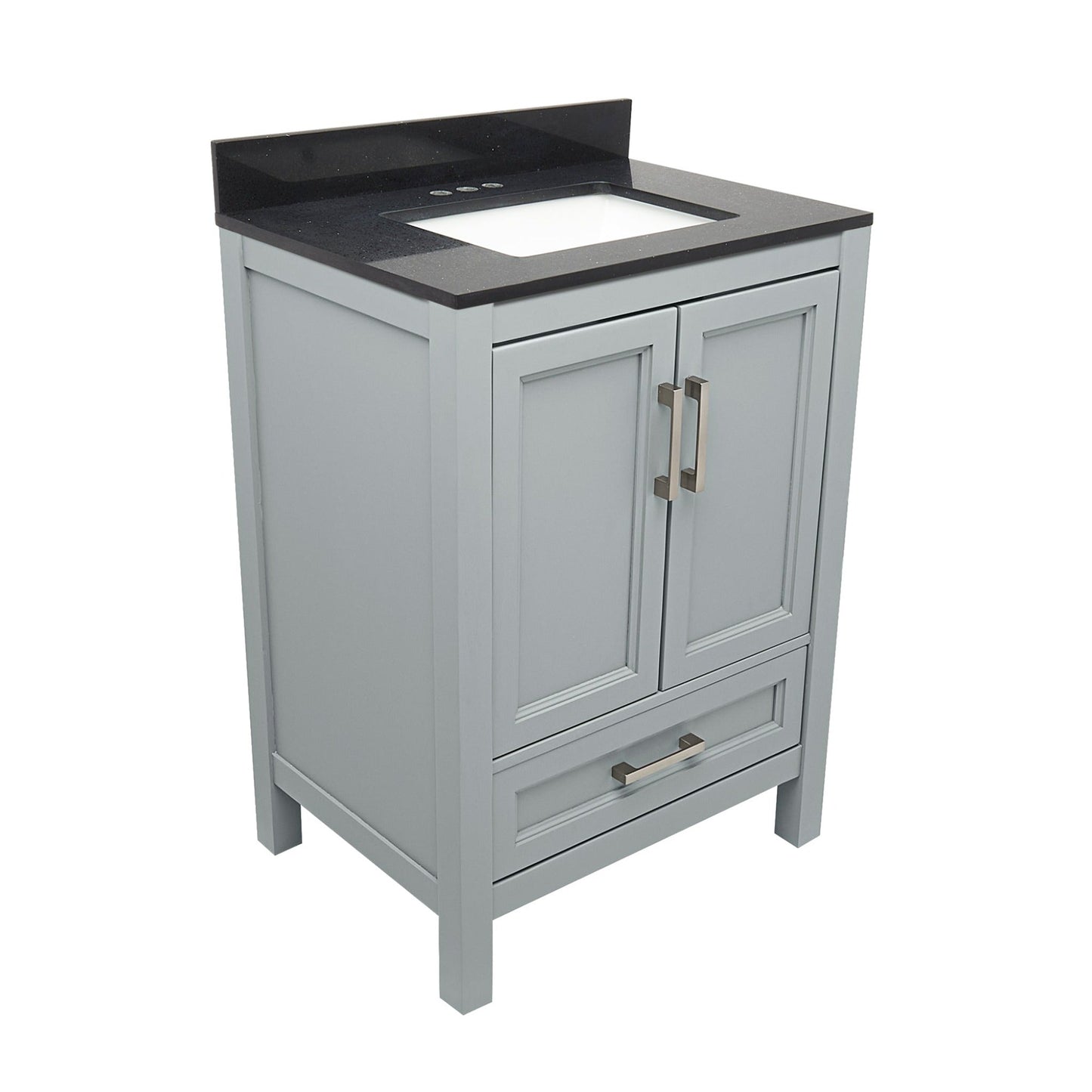 Ella’s Bubbles Nevado 25" Gray Bathroom Vanity With Galaxy Black Quartz Stone Top With Backsplash and Sink