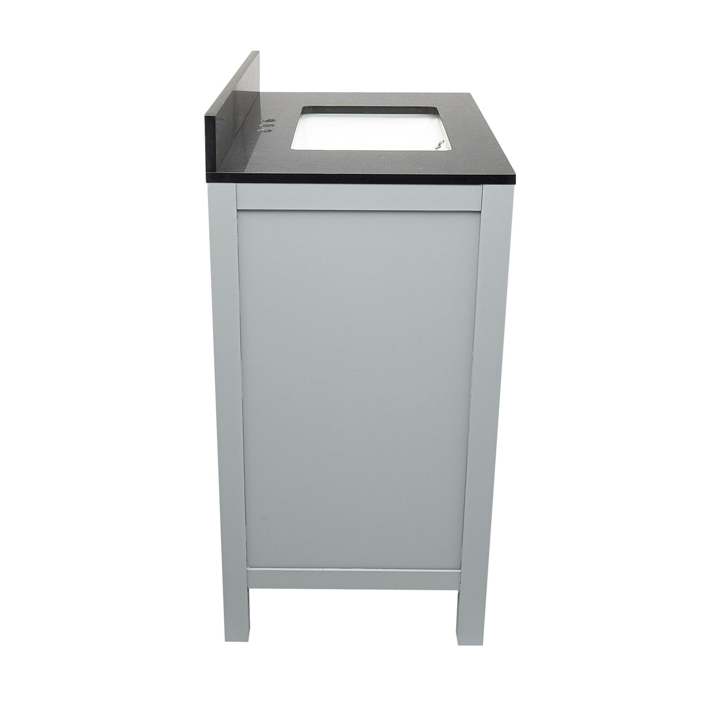 Ella’s Bubbles Nevado 25" Gray Bathroom Vanity With Galaxy Black Quartz Stone Top With Backsplash and Sink