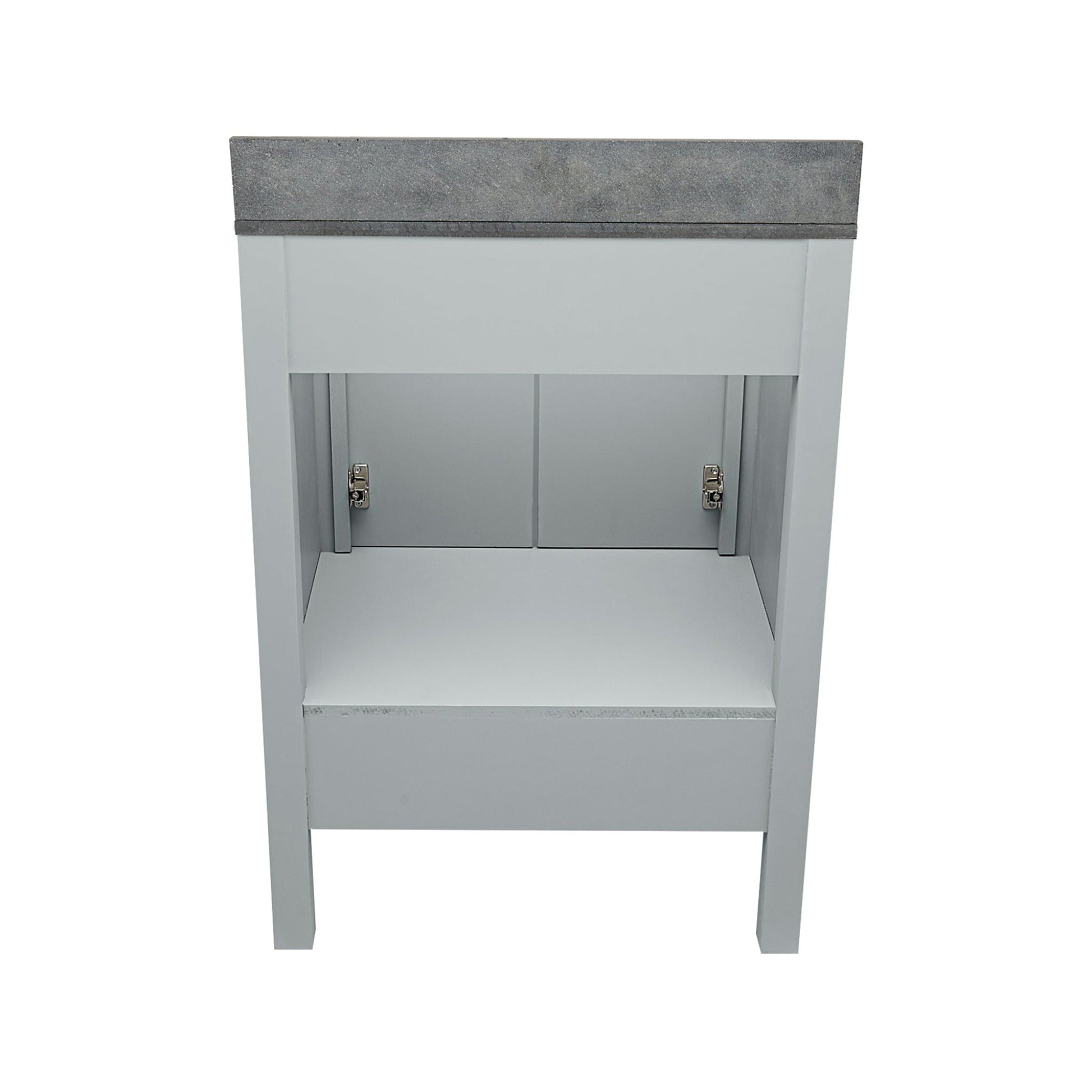 Ella’s Bubbles Nevado 25" Gray Bathroom Vanity With Galaxy Black Quartz Stone Top With Backsplash and Sink