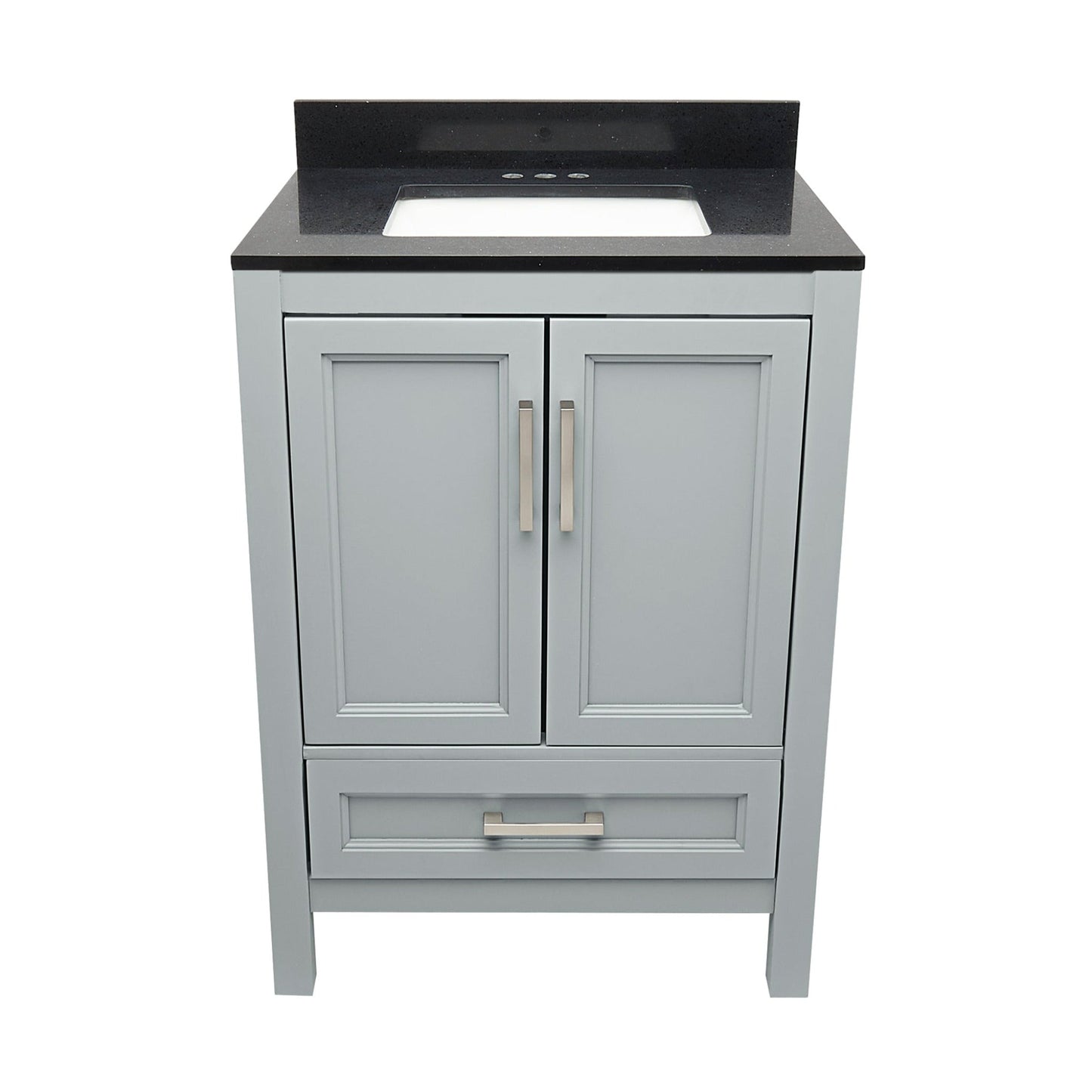 Ella’s Bubbles Nevado 25" Gray Bathroom Vanity With Galaxy Black Quartz Stone Top With Backsplash and Sink