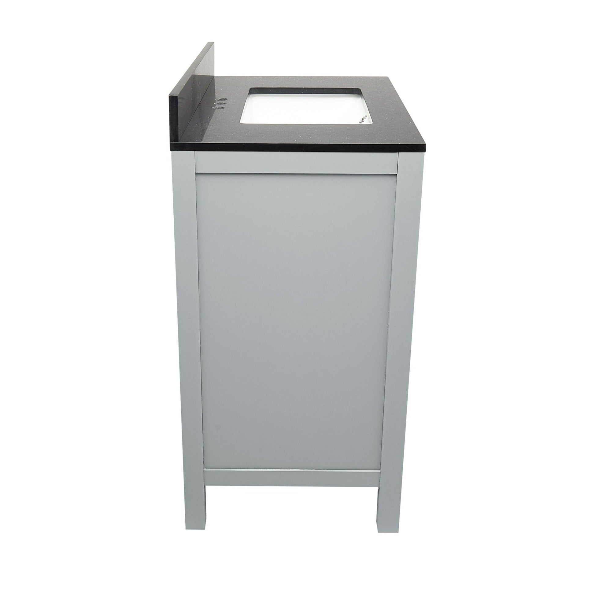 Ella’s Bubbles Nevado 25" Gray Bathroom Vanity With Galaxy Gray Quartz Stone Top With Backsplash and Sink