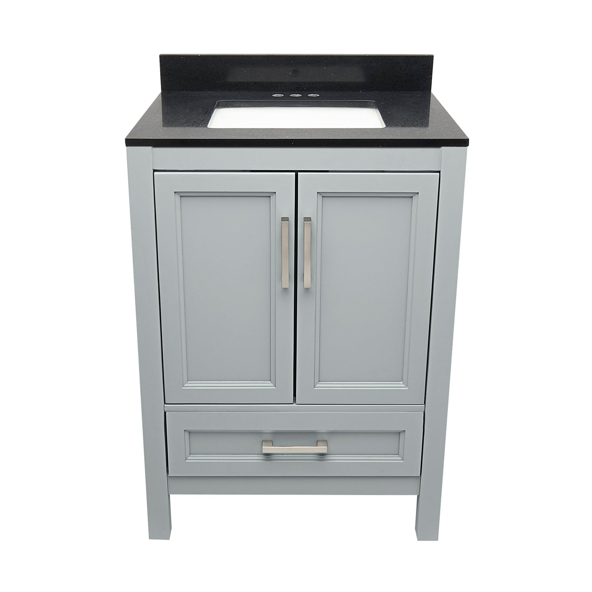 Ella’s Bubbles Nevado 25" Gray Bathroom Vanity With Galaxy Gray Quartz Stone Top With Backsplash and Sink