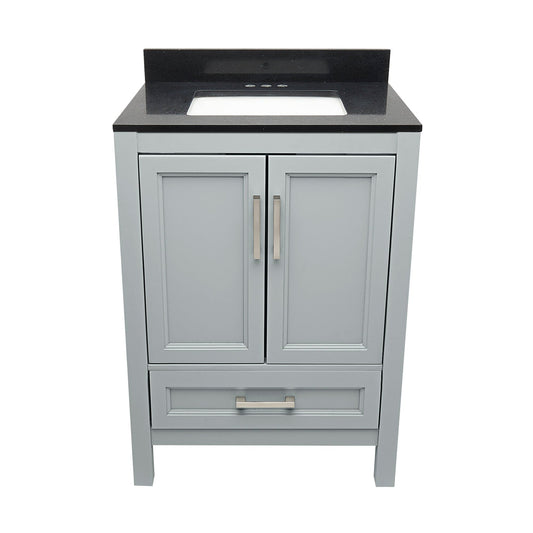 Ella’s Bubbles Nevado 25" Gray Bathroom Vanity With Galaxy Gray Quartz Stone Top With Backsplash and Sink