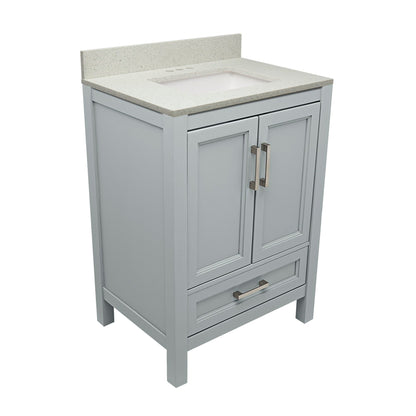 Ella’s Bubbles Nevado 25" Gray Bathroom Vanity With Galaxy White Quartz Stone Top With Backsplash and Sink