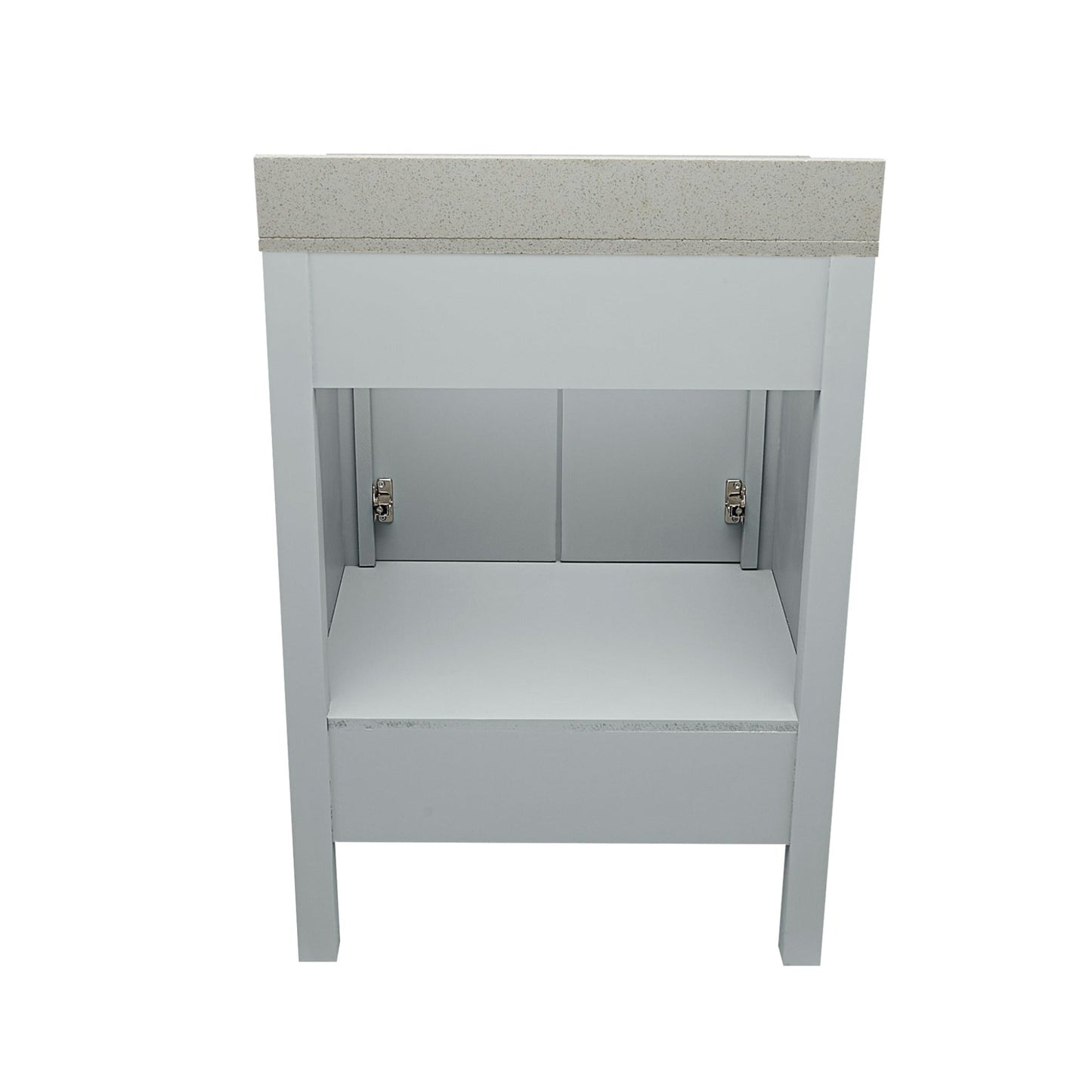 Ella’s Bubbles Nevado 25" Gray Bathroom Vanity With Galaxy White Quartz Stone Top With Backsplash and Sink