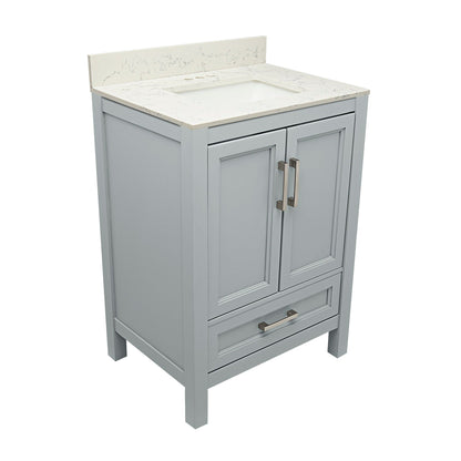 Ella’s Bubbles Nevado 25" Gray Bathroom Vanity With Lyra White Quartz Stone Top With Backsplash and Sink