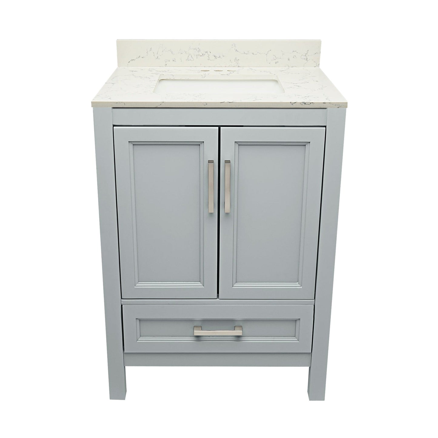 Ella’s Bubbles Nevado 25" Gray Bathroom Vanity With Lyra White Quartz Stone Top With Backsplash and Sink