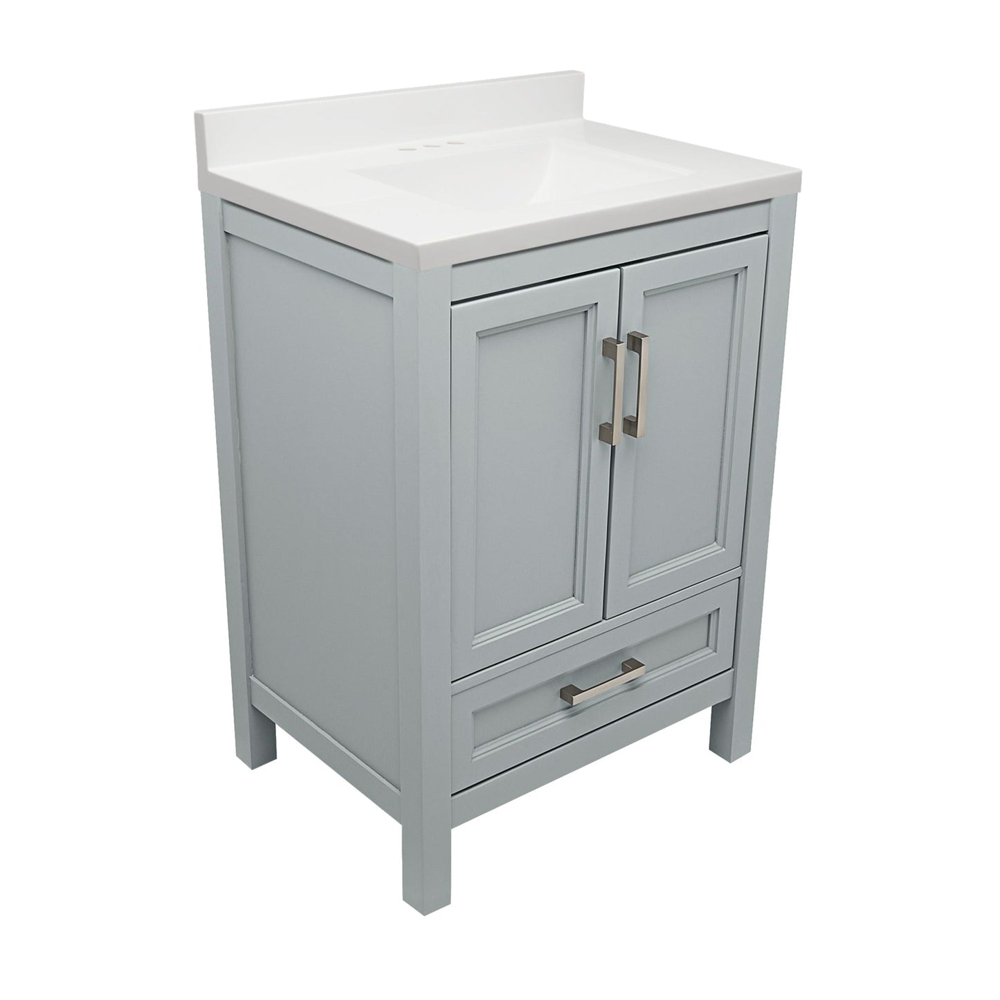 Ella’s Bubbles Nevado 25" Gray Bathroom Vanity With White Cultured Marble Top With White Backsplash and Sink