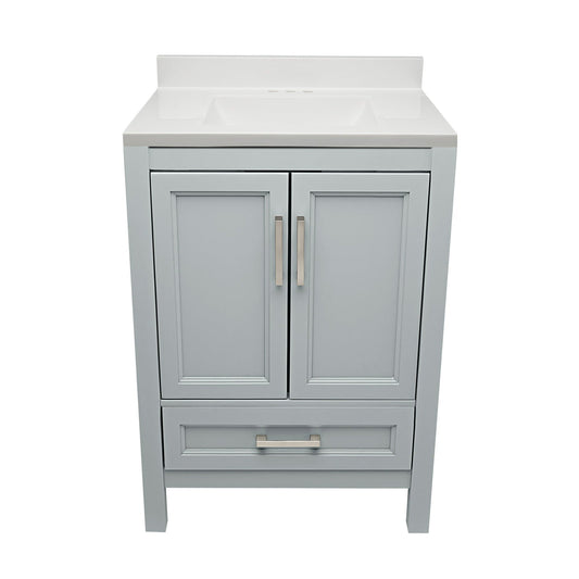 Ella’s Bubbles Nevado 25" Gray Bathroom Vanity With White Cultured Marble Top With White Backsplash and Sink