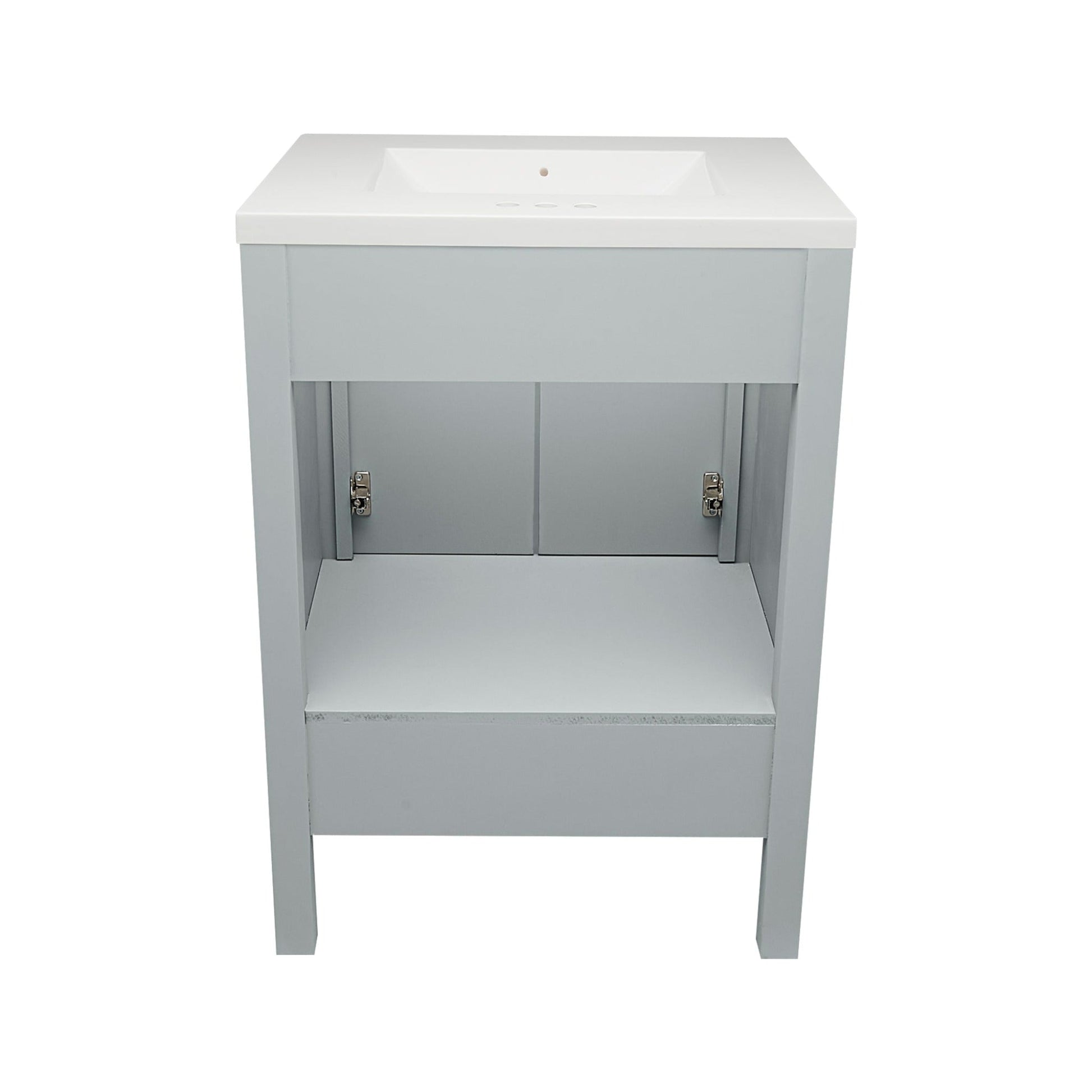 Ella’s Bubbles Nevado 25" Gray Bathroom Vanity With White Cultured Marble Top and Sink