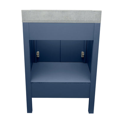 Ella’s Bubbles Nevado 25" Navy Blue Bathroom Vanity With Galaxy Gray Quartz Stone Top With Backsplash and Sink