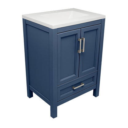 Ella’s Bubbles Nevado 25" Navy Blue Bathroom Vanity With White Cultured Marble Top and Sink