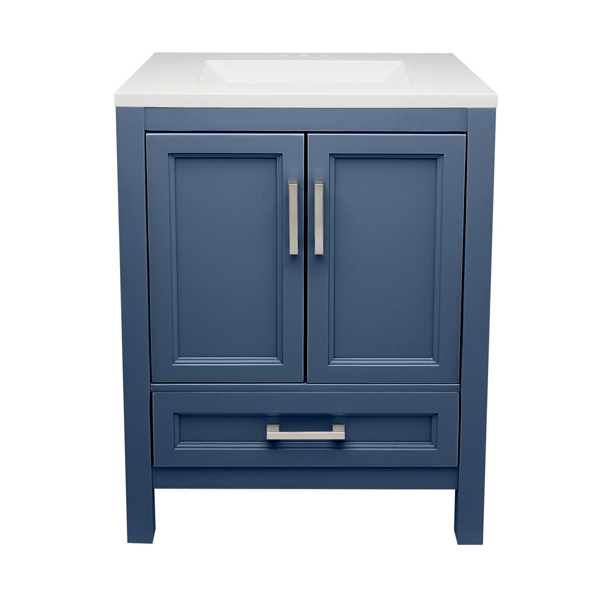 Ella’s Bubbles Nevado 25" Navy Blue Bathroom Vanity With White Cultured Marble Top and Sink
