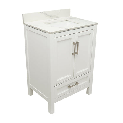 Ella’s Bubbles Nevado 25" White Bathroom Vanity With Calacatta White Quartz Stone Top With Backsplash and Sink