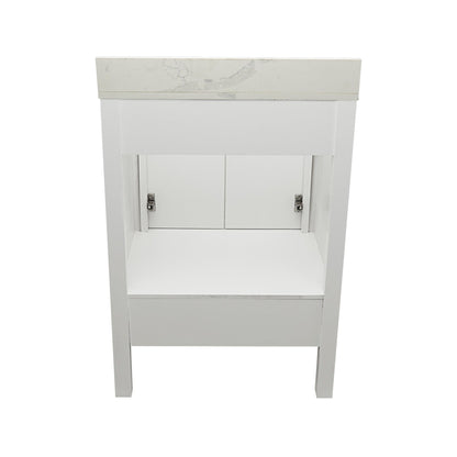 Ella’s Bubbles Nevado 25" White Bathroom Vanity With Calacatta White Quartz Stone Top With Backsplash and Sink