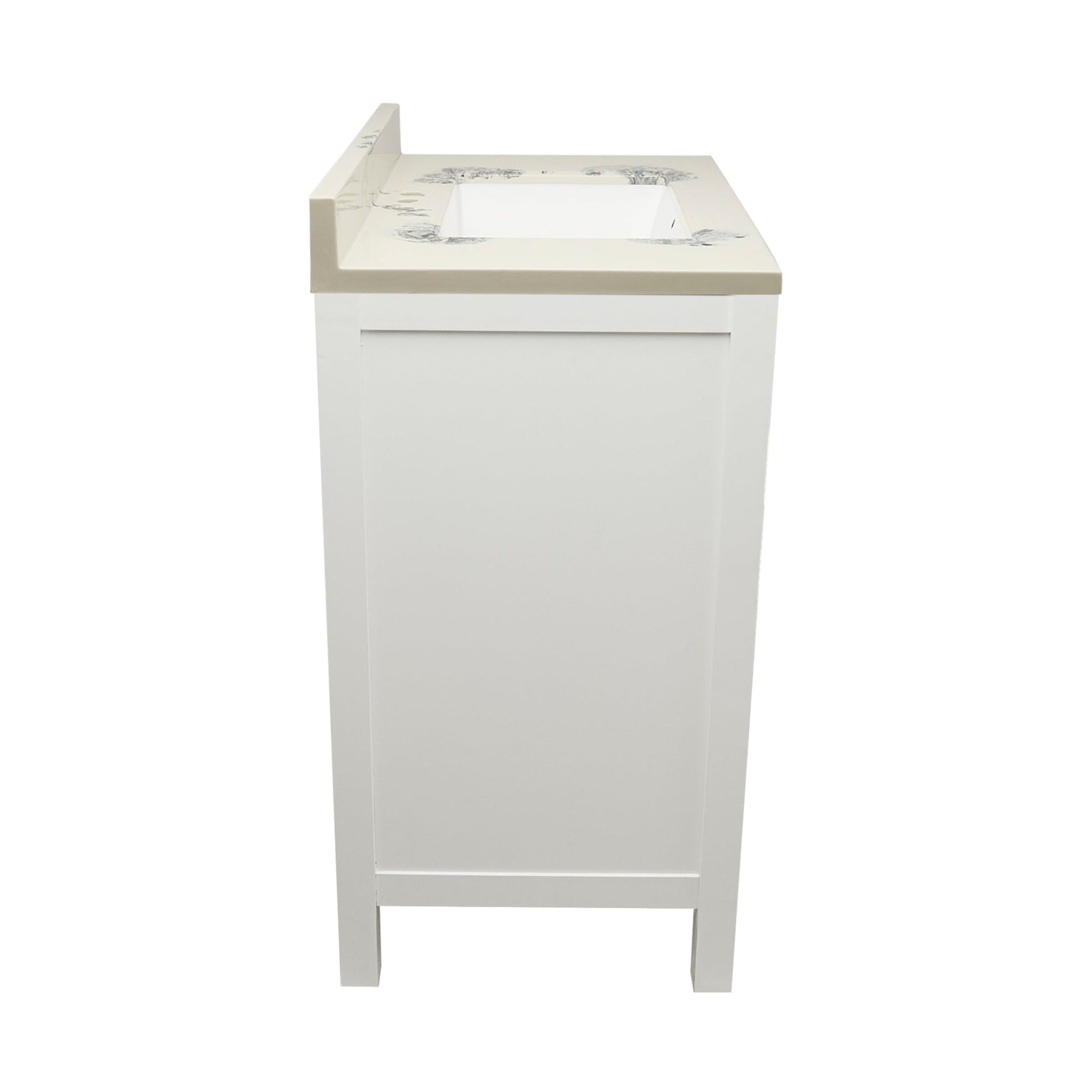 Ella’s Bubbles Nevado 25" White Bathroom Vanity With Carrara White Cultured Marble Top With Backsplash and Sink